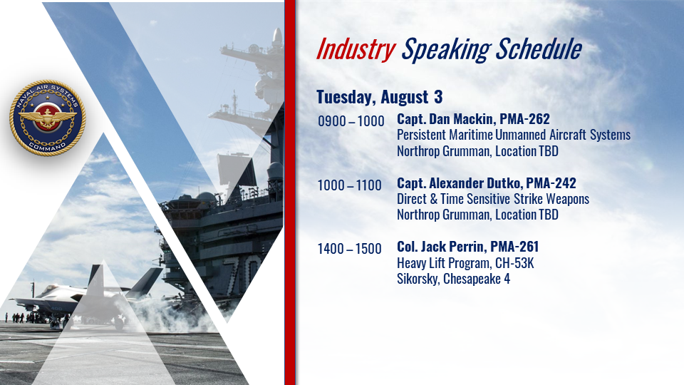 NAVAIR SAS Industry Brief Schedule | NAVAIR